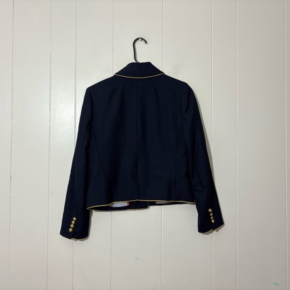 J.CREW  Lady Jacket, Navy Wool With Ruffles Size 6 Style F6066 - Picture 4 of 9